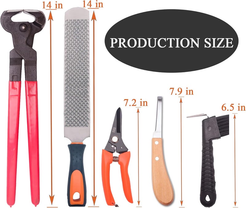 Long River Horse Farrier Hoof Tool Kit（7 Piece） with Carry Bag Horse Equine Metal Shears Farriers Hoof Nipper Cutter Handle Knife Stable Supplies Professional Hoof Trimming Tools - Image 2